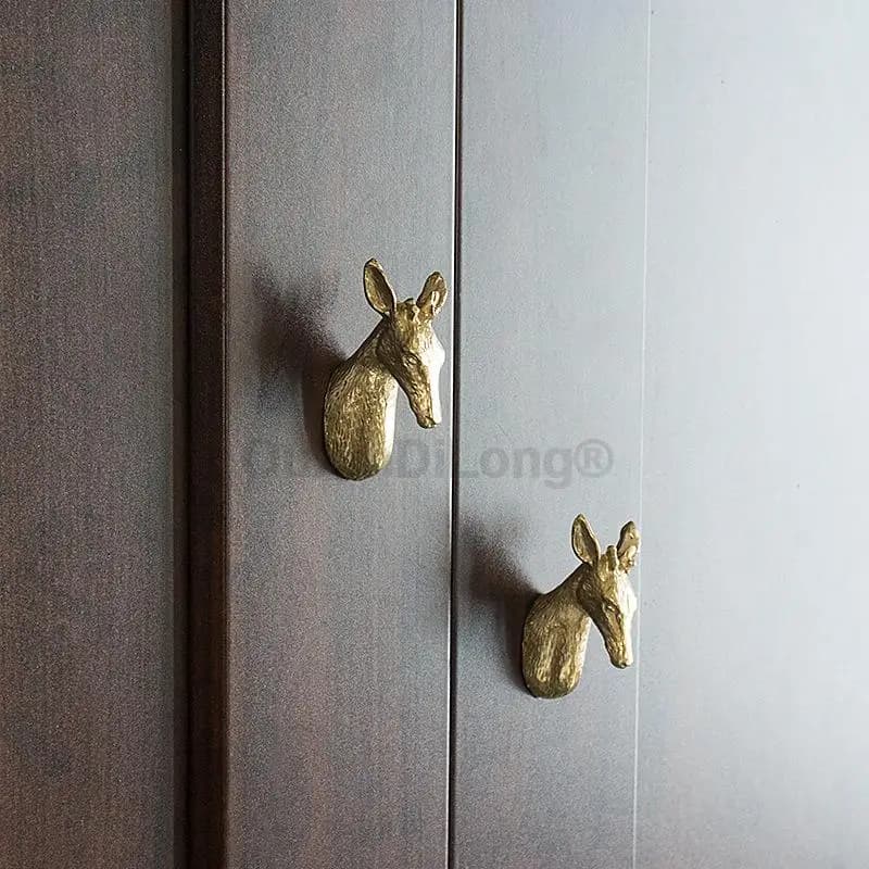 4 pezzi maniglie e pomelli a forma di testa di animali in ottone leggero di lusso maniglia per porta dell'armadio maniglie per cassetti hardware per mobili decorativi