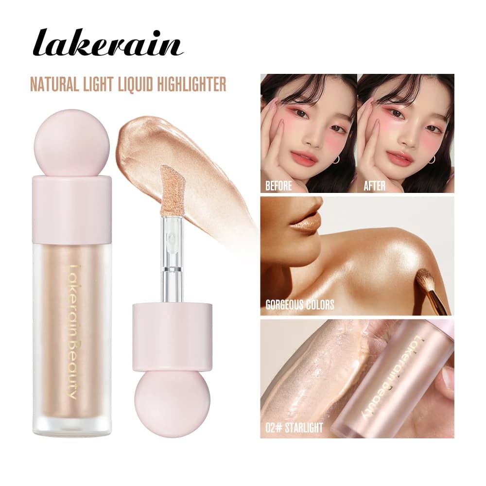 Lakerain Evidenziatore liquido per il viso Impermeabile a prova di sudore Evidenziatore per il corpo in bronzo dorato a lunga durata Fluido schiarente liscio e liscio