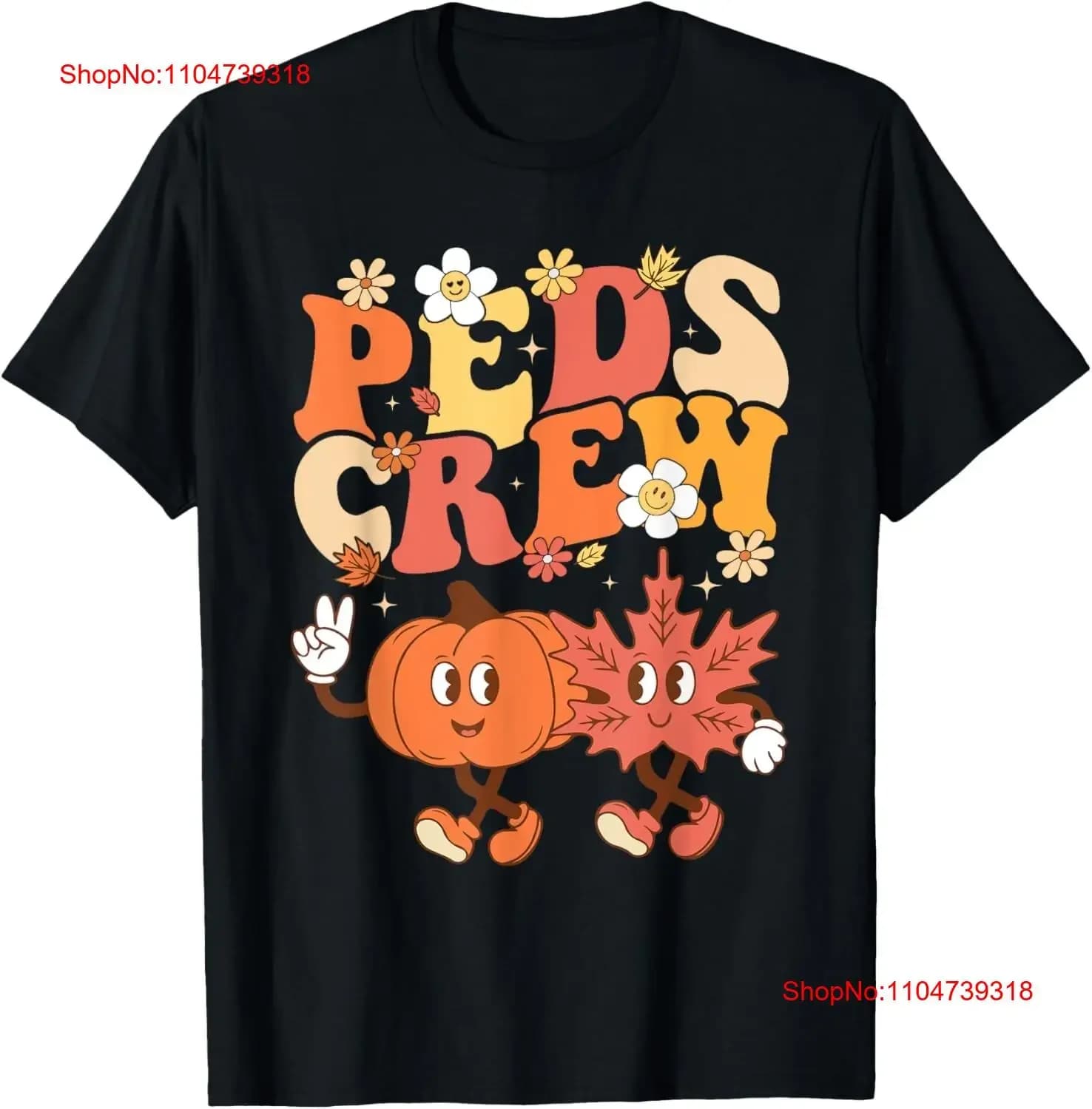 Peds Crew Pumpkin Leaf Infermiera Pediatrico Ringraziamento Autunno T Shirt Sudore vintage Lavato Grafica casual Confortevole Leggermente