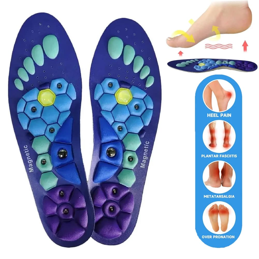 Comfortable magnetic soles for massage of acupuncture points for men Woman Foot massage in EVA Sports soles for arch support Plantar inserts for orthopedic shoes