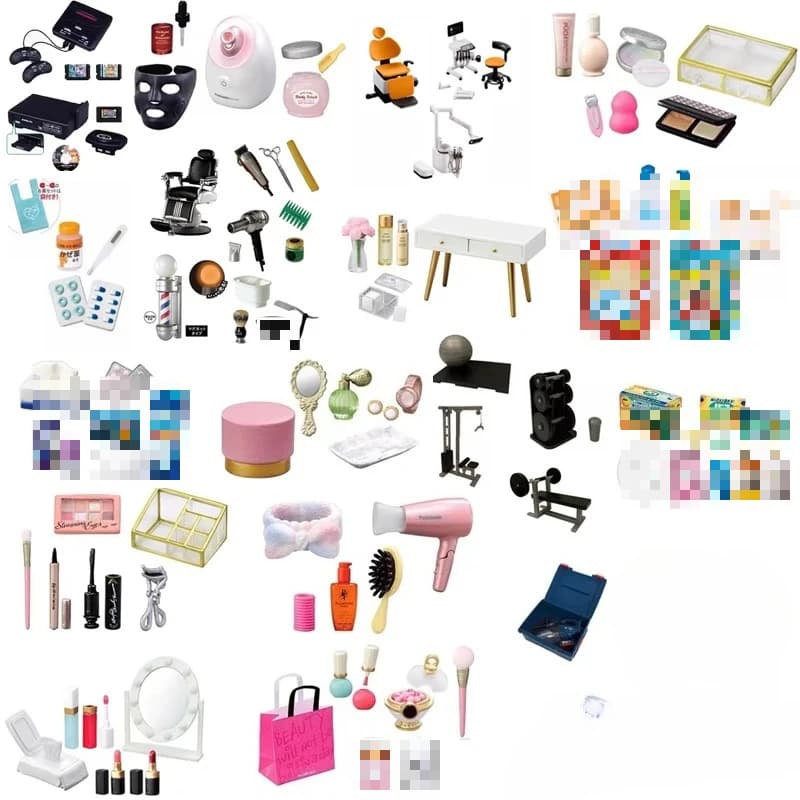 Kit di Pronto Soccorso in Miniatura per Casa delle Bambole, Modello di Termometro, Mini Jukebox, Attrezzatura Fitness, Cosmetici, Accessori per Soldati