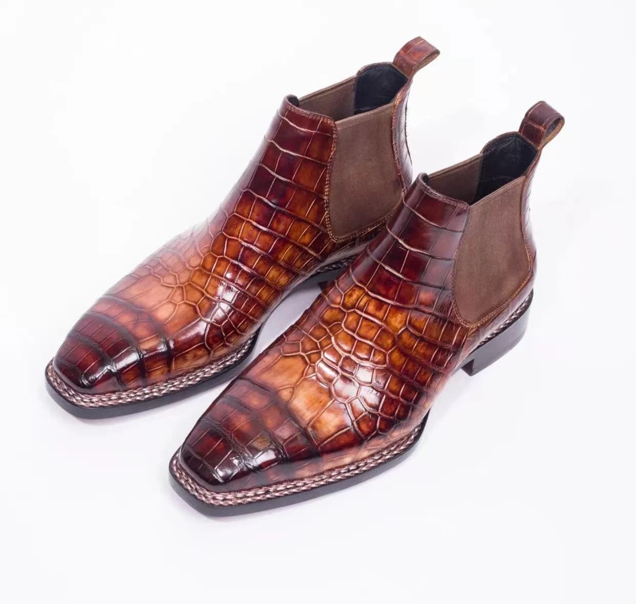 Sanyeshechiping nuove scarpe da uomo, scarpe da uomo in pelle di coccodrillo, stivali da uomo invernali, eleganti per ufficio, matrimonio, moda.