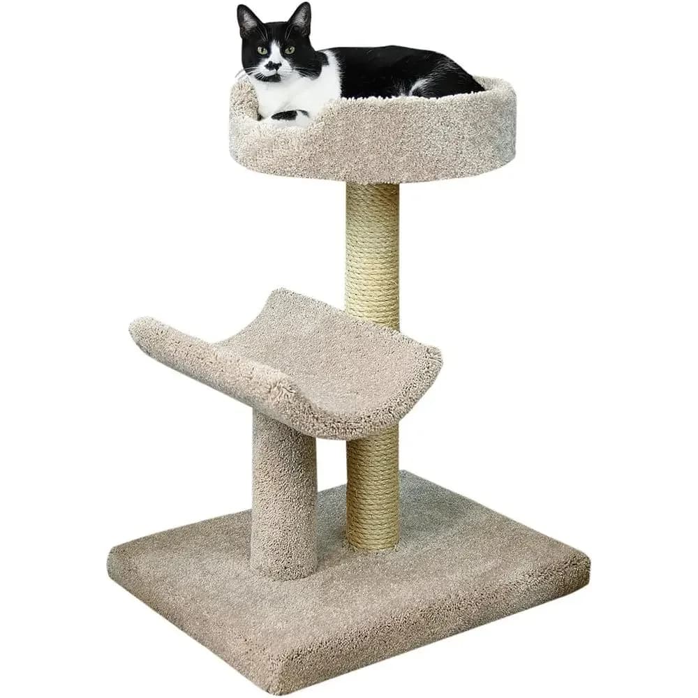 Elegant Beige Cat Condo, Large-Sized Kitty Tree