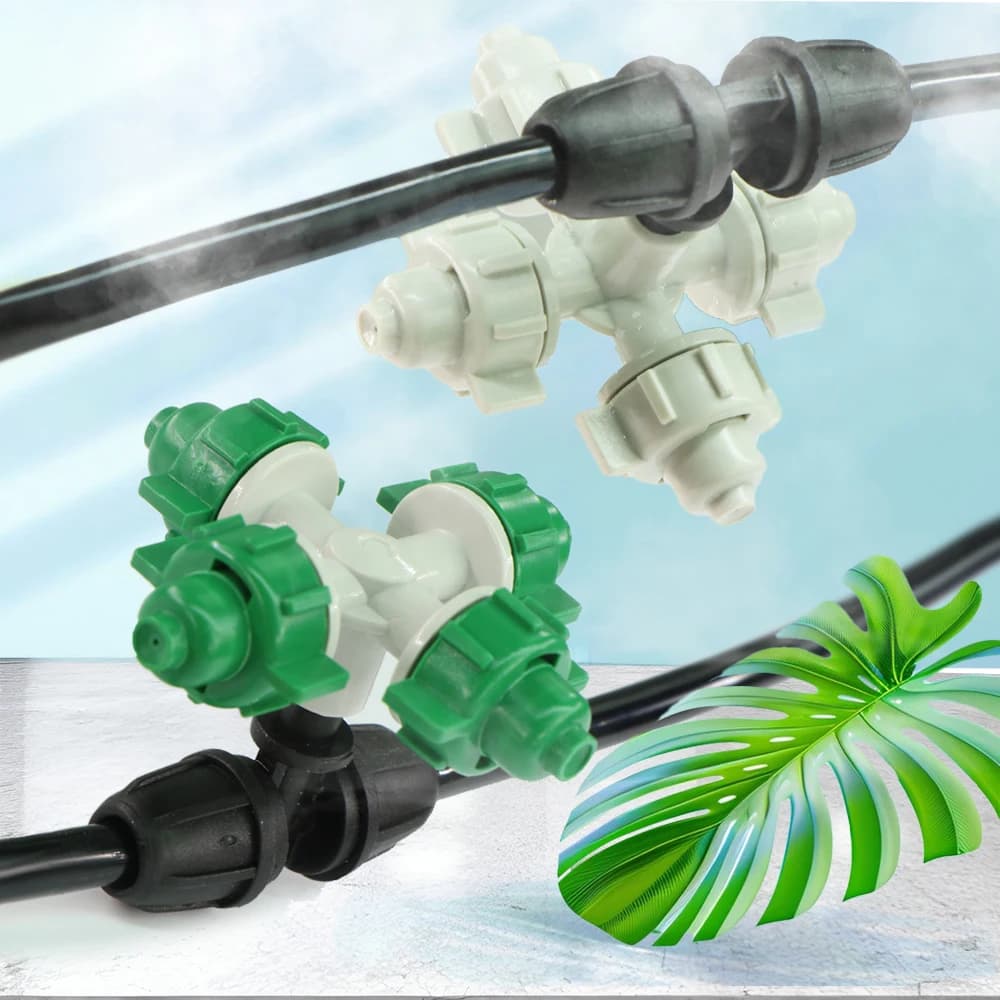 4-way cross sprayer with T lock Garden irrigation Pipe 4/7 mm Water sprayer Serra Atomization Cooling sprinkler