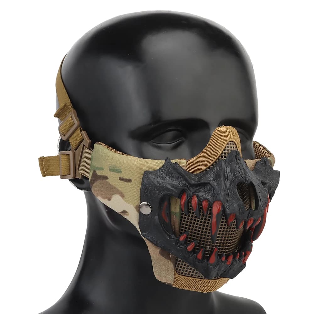 Airsoft Face Mask Paintball Steel Mesh Protective FangsMask Breathable Half Masks Halloween Vampire Teeth Fangs Horror Props
