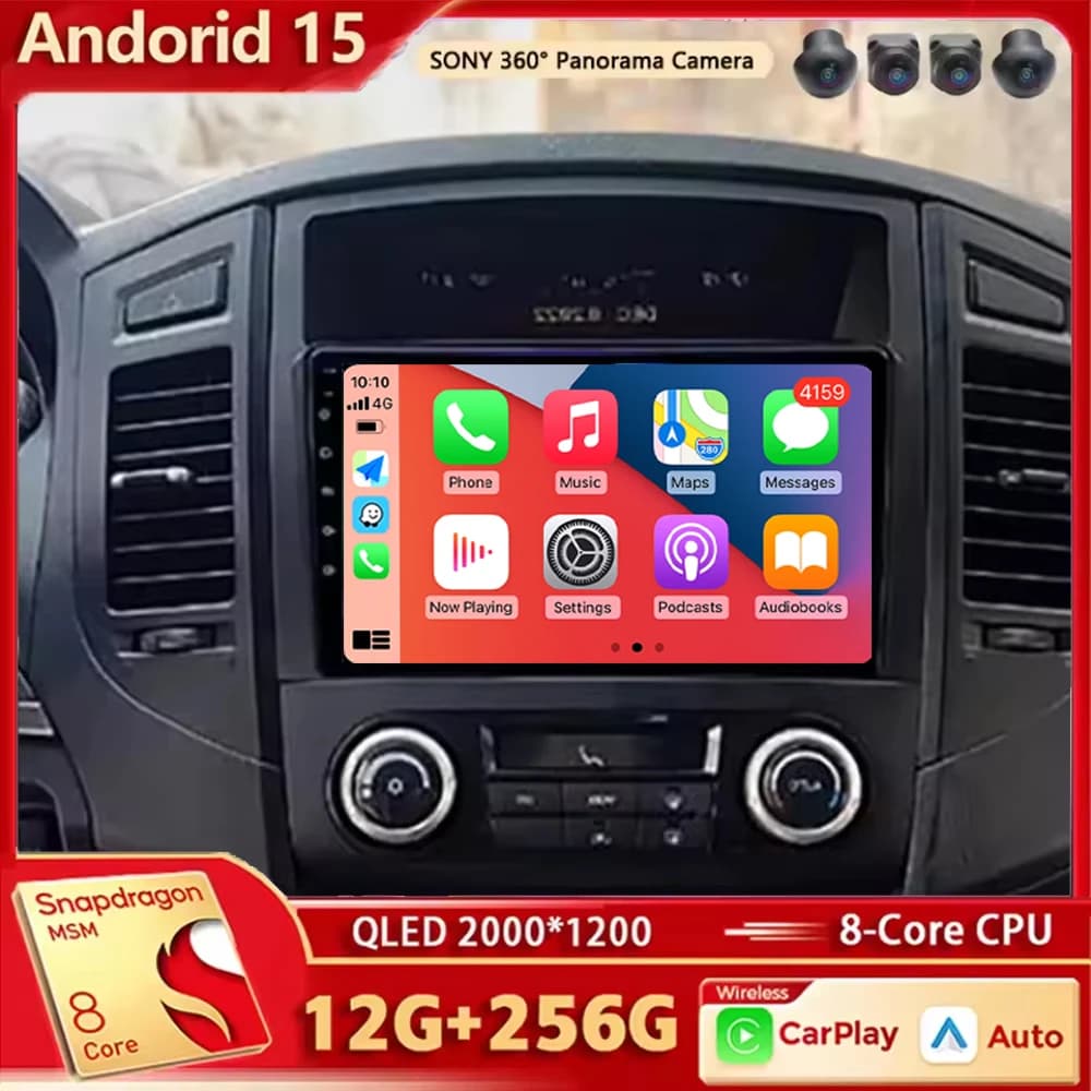 Android 15 For Mitsubishi Pajero 4 V80 V90 2006 - 2014 2K QLED Android Car Radio Multimedia Video Player stereo Voice CarPlay 4G