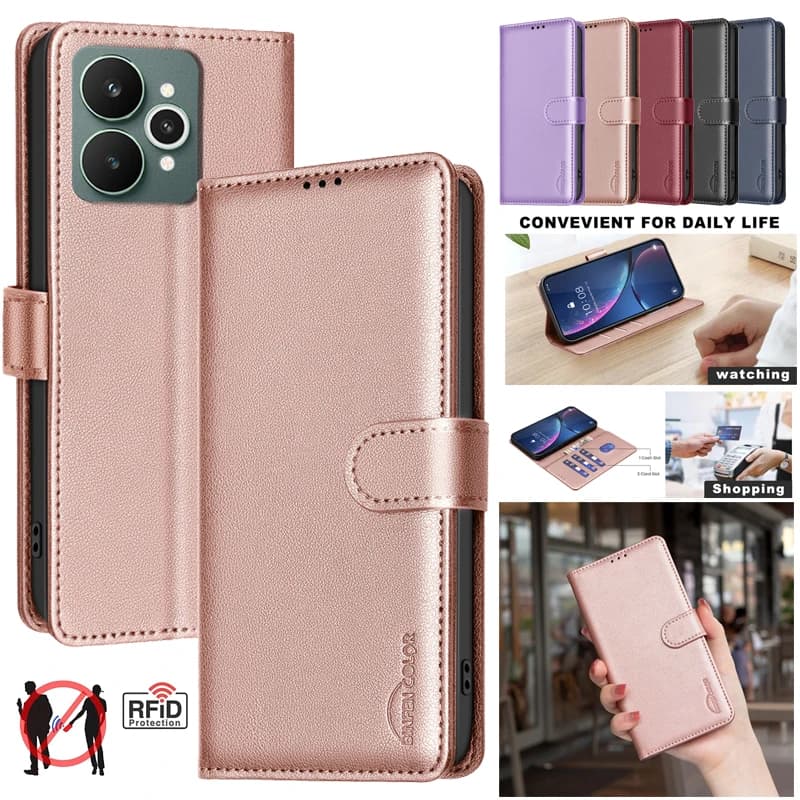 Portafoglio Flip Custodia antifurto per OPPO Realme 15 14X 14 P3 Pro 5G C71 4G Coque Cover in pelle Blocco RFID Borse protettive Fundas