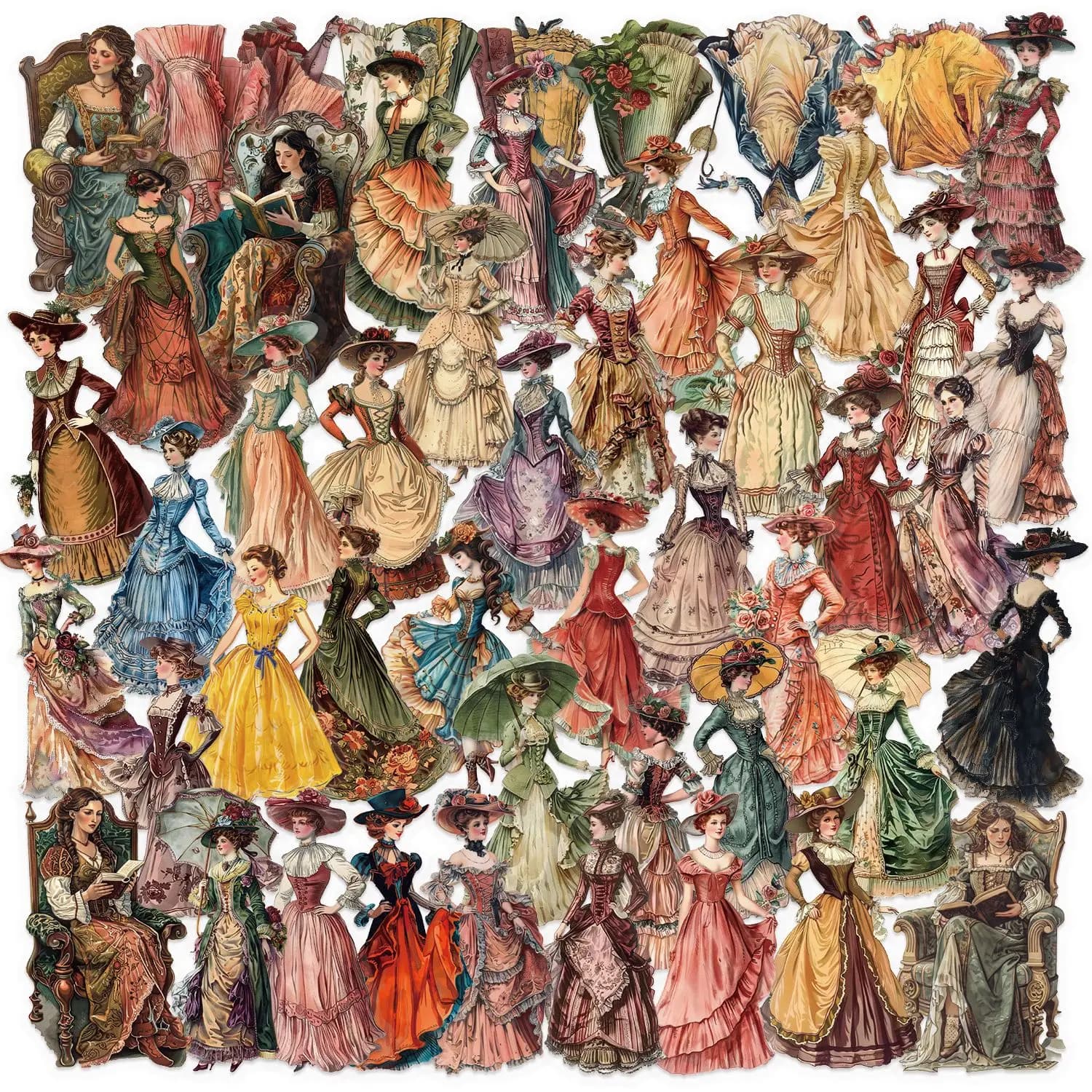 Confezione di adesivi vintage in PET trasparente da 10/30/50 pezzi, decorazione per pianificatore in PET trasparente impermeabile per cancelleria per notebook per chitarra