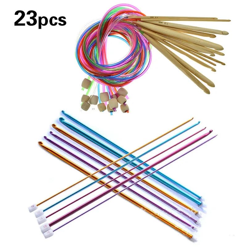 4 stili ganci set di ferri a maglia colori assortiti tunisino afghano alluminio ferri da maglia ganci cucito kit di strumenti fai da te