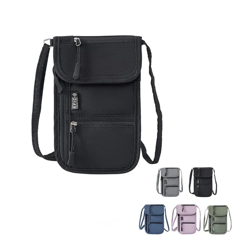Wallet RFID Blocking Travel Passport Holder Personal Hidden Neck Pouch Super Lightweight Organizer with Adjustable Strap