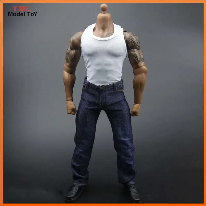 Modello di abbigliamento Jeans esteso soldato maschio in scala 1/6 adatto per muscoli forti M34 M35 M36 AT027 figura d'azione del corpo