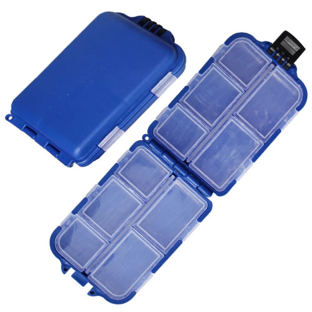 Scatola da pesca Custodia in plastica Esca Cucchiaio Gancio Esca Attrezzatura da pesca Connettore Pesca impermeabile 10 Griglie Scatole per attrezzatura da mosca