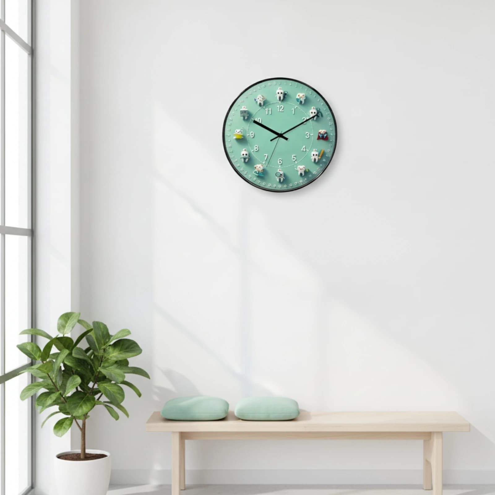 Tooth Wall Clock Decorative Tooth-Themed Wall Clock Playful Easy-to-Read for Dentists, Waiting Room