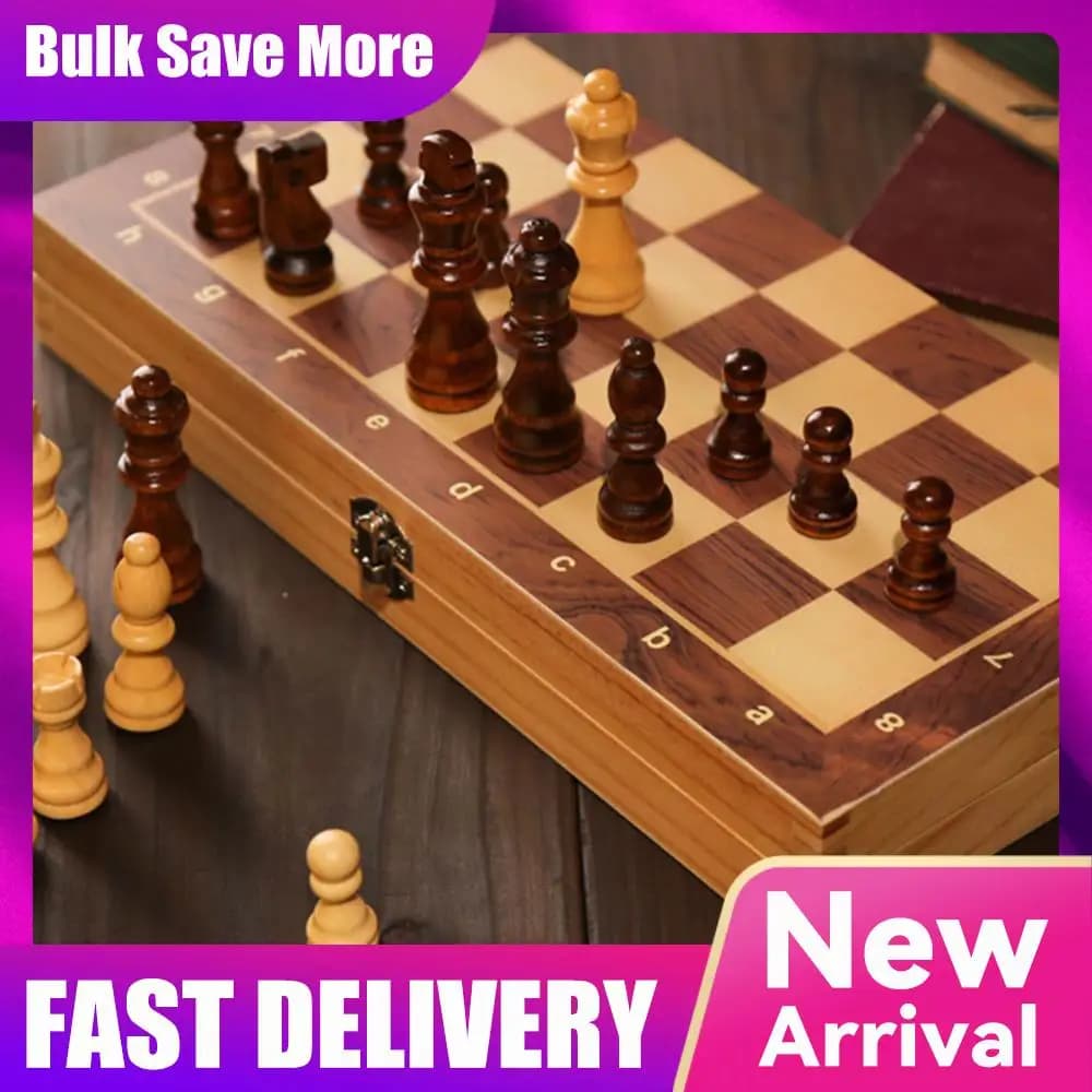 Grande Scacchiera in Legno 29x29cm per Sviluppare il Pensiero Strategico, Set di Scacchi Pieghevole, Regalo Ideale per Ragazzi e Ragazze