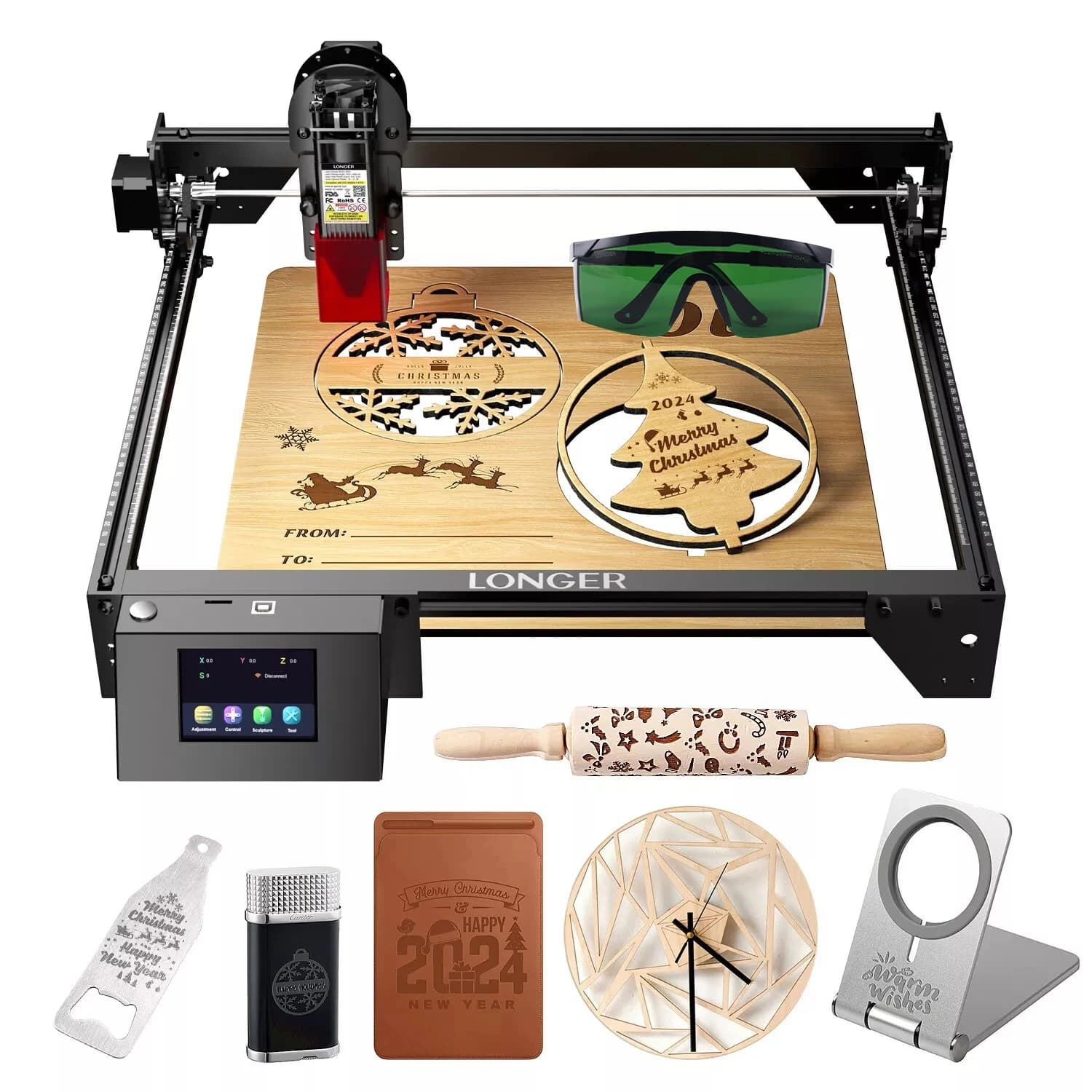 RAY5 20W Laser Cutting Machine WIFI/APP/USA/TF card 450x440m Powerful Cnc cutter DIY + protective glasses