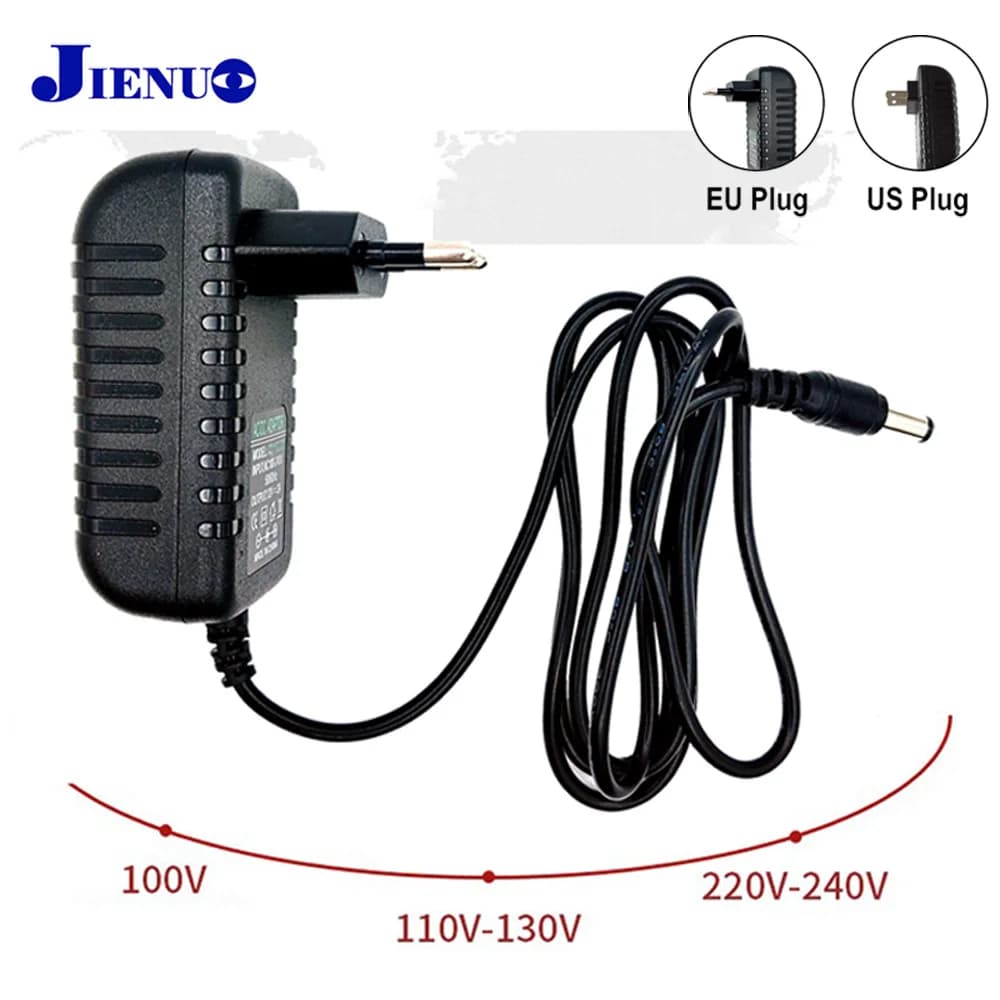 Adattatore di alimentazione UE/USA Ingresso AC100-240V Uscita DC12V Adattatore universale Caricatore Convertitore Spina per stampante DVR per fotocamera JIENUO