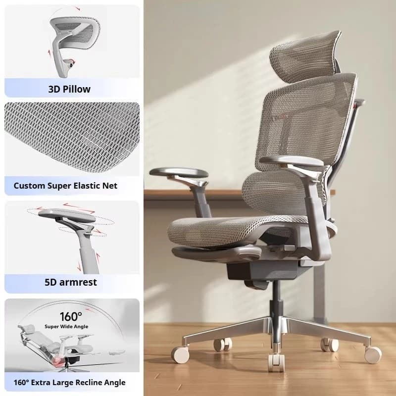 Sedia da Ufficio Ergonomica per Gaming, Poltrona Reclinabile per PC, Sedia da Scrivania Relax per Camera da Lavoro