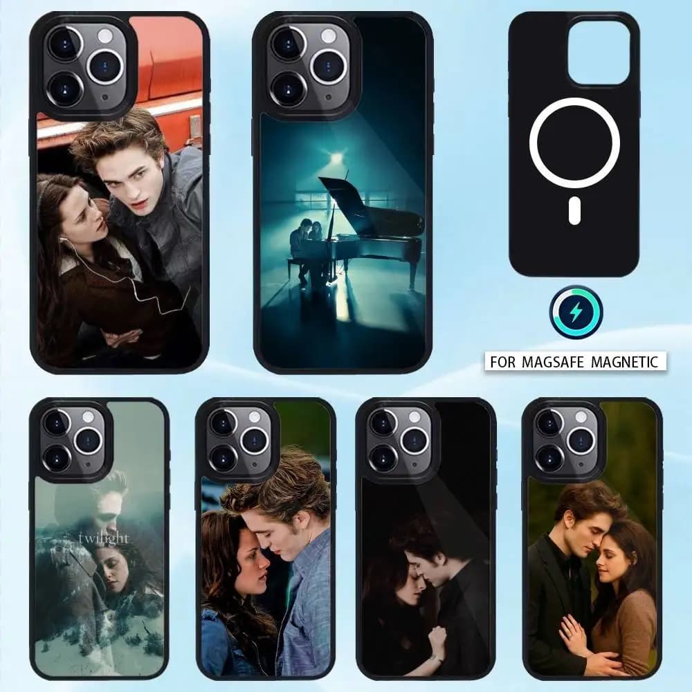 Custodia per telefono T-Twilight TV Series per iPhone 17, 16, 15, 14, 13, 12, Pro, Max con ricarica wireless magnetica MagSafe