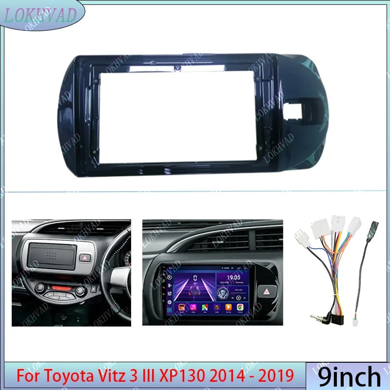 9 pollici Auto Telaio Fascia Adattatore Android Radio Audio Dash Pannello di Montaggio Kit Per Toyota Vitz 3 XP130 Yaris 2014-2019