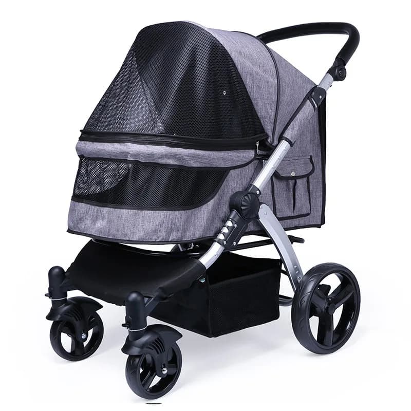 High Quality 4-Wheel Pet Trolley Small Animal Outdoor Travel Carrier with Fashionable Animal Pattern for Cat and Dog Strollers