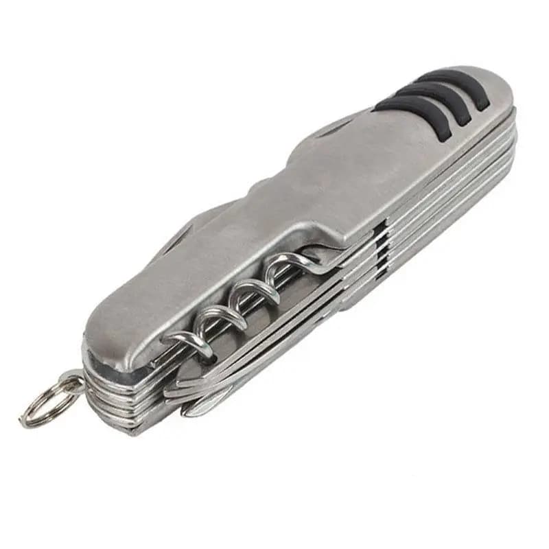 Portable 11 in 1 Fold Pocket knife Carry Around Multifunction Outdoor Emergency Tools Stainless Steel Bottle Opener Cork Drill