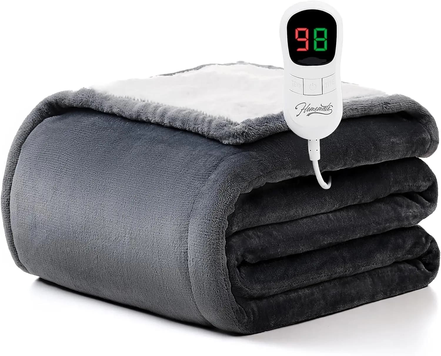 Coperta Elettrica 50"x60" - 10 Livelli di Calore, Spegnimento Automatico, Protezione dal Surriscaldamento, Morbida in Flanella e Sherpa