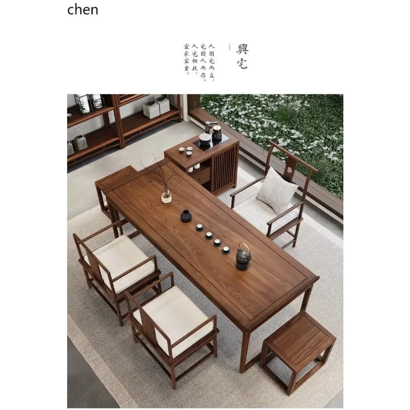 P1 Calligraphy Painting Desk Zen Furniture New Chinese Style Desk and Chair Set Modern Solid Wood Desk and Chair