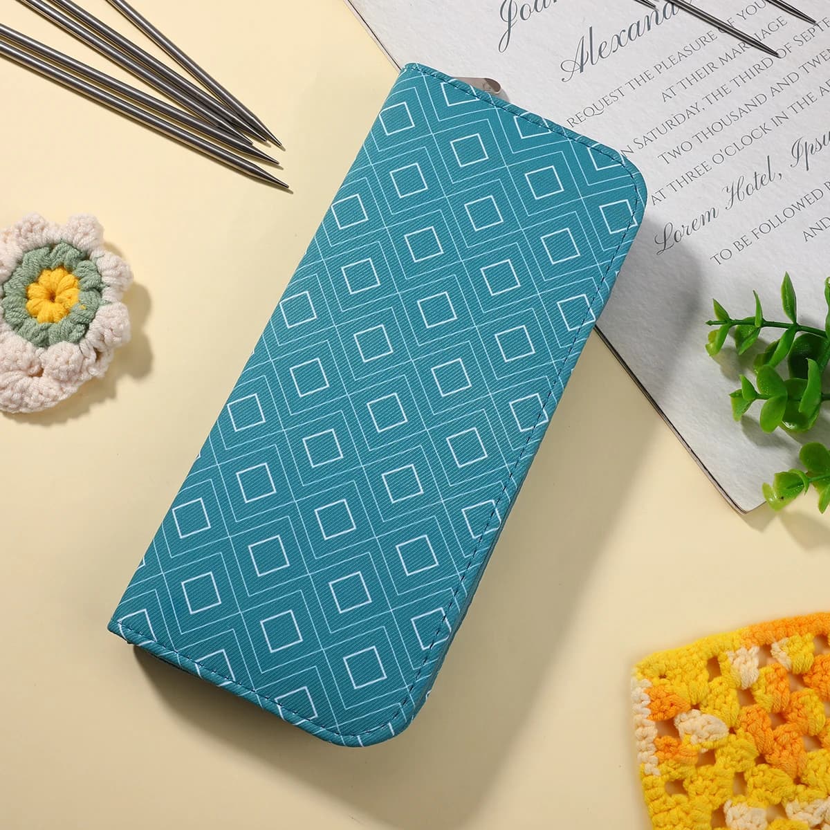 Nuova borsa portaoggetti vuota per ferri da maglia Kit portatile Borse portaoggetti per organizer Borsa per accessori per strumenti da cucito impermeabile Regalo per donna