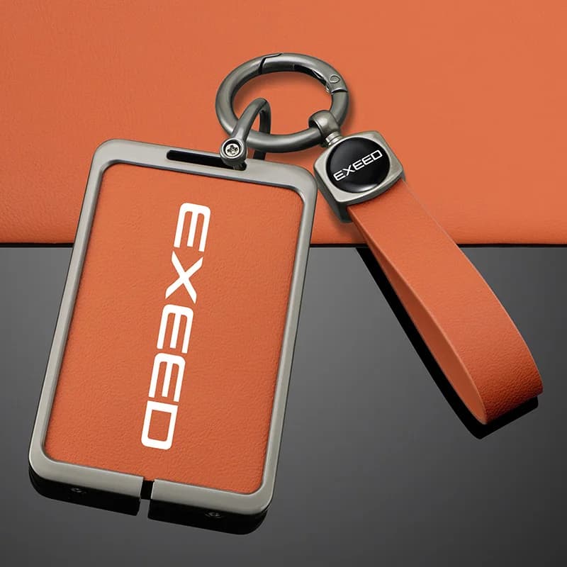 Zinc Alloy Leather Car Smart NFC Card Key Case Full Cover Shell Holder Protector For Chery Exeed RX 2023 2024 Accessories