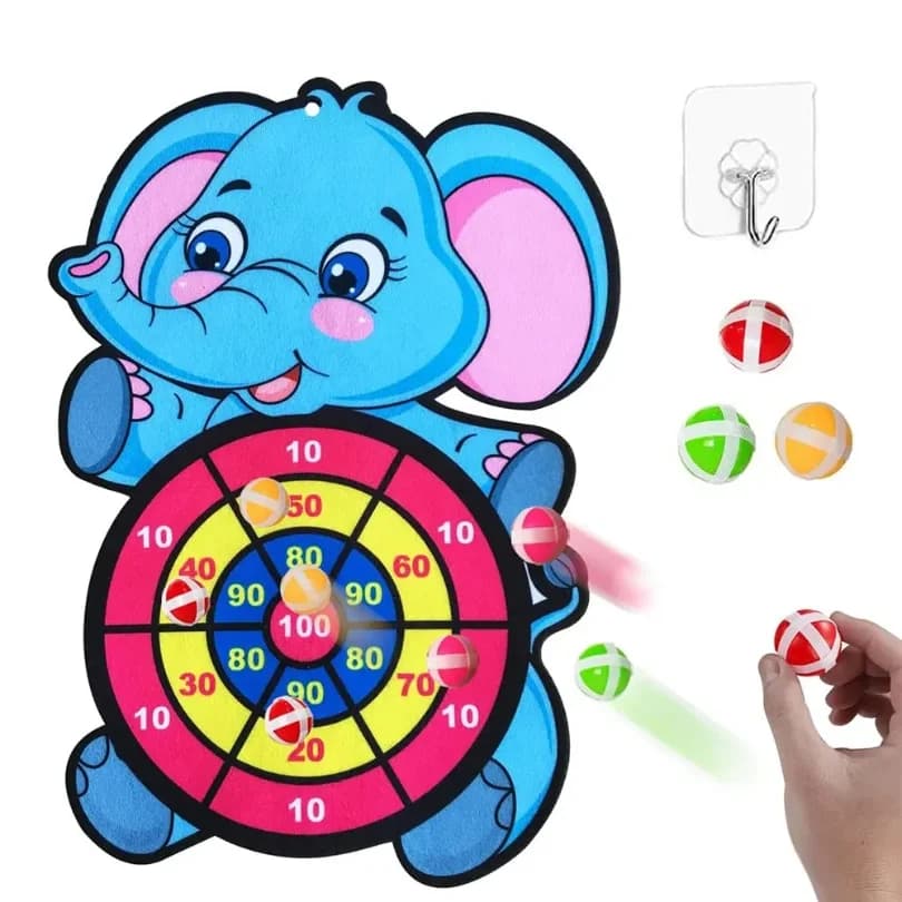Tavola da Freccette per Bambini con 3 Palline Adesive, Giochi Sportivi da Interno ed Esterno, Tavola da Freccette con Animali Cartoon, Giocattoli, Regalo di Natale