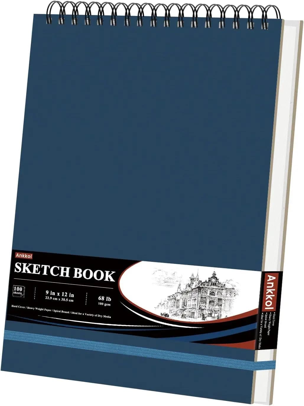 9x12 Sketch Book, Hardcover Top Spiral Bound Sketch Pad, 100 Sheets Drawing Paper Pad for Adults Kids