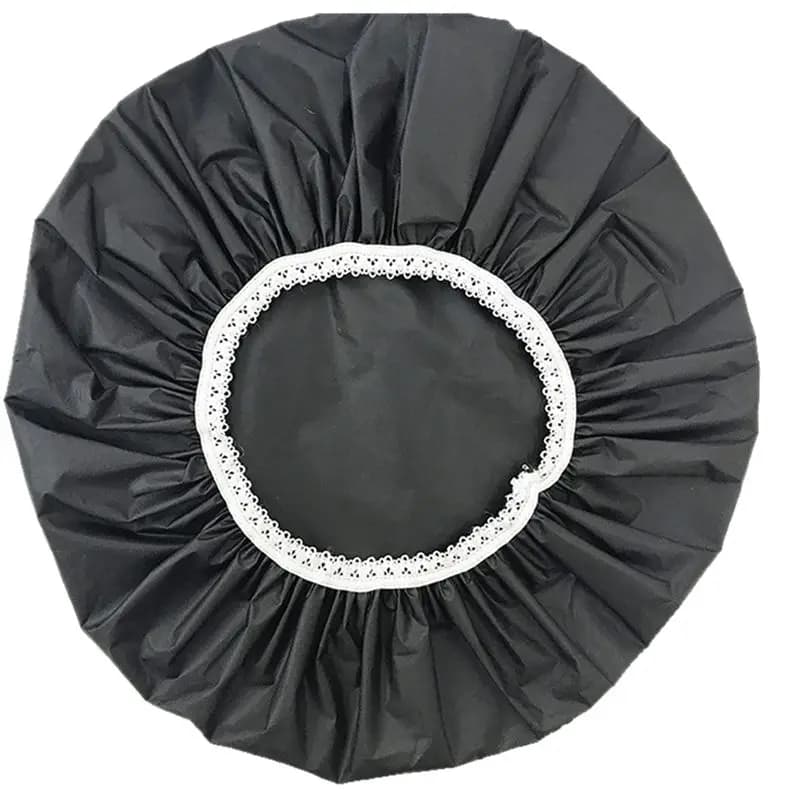 ABJN-3 pieces of waterproof shower caps for home use, swimming caps, set of stretch shower caps for hotel (black)