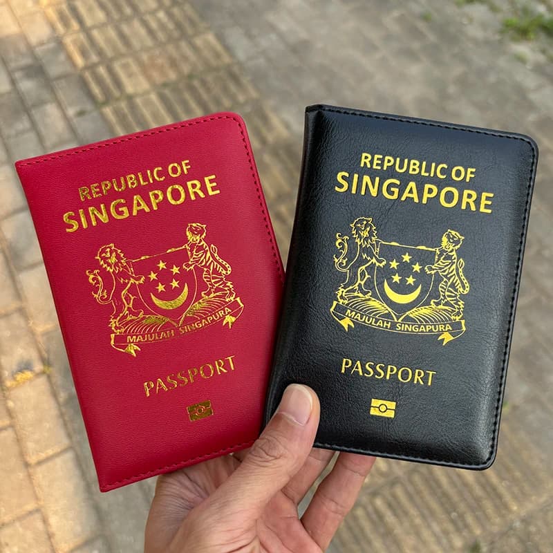 Republic of Singapore Passport Cover Pu Leather Passport Holder Travel Wallet Black Red Case for Passports