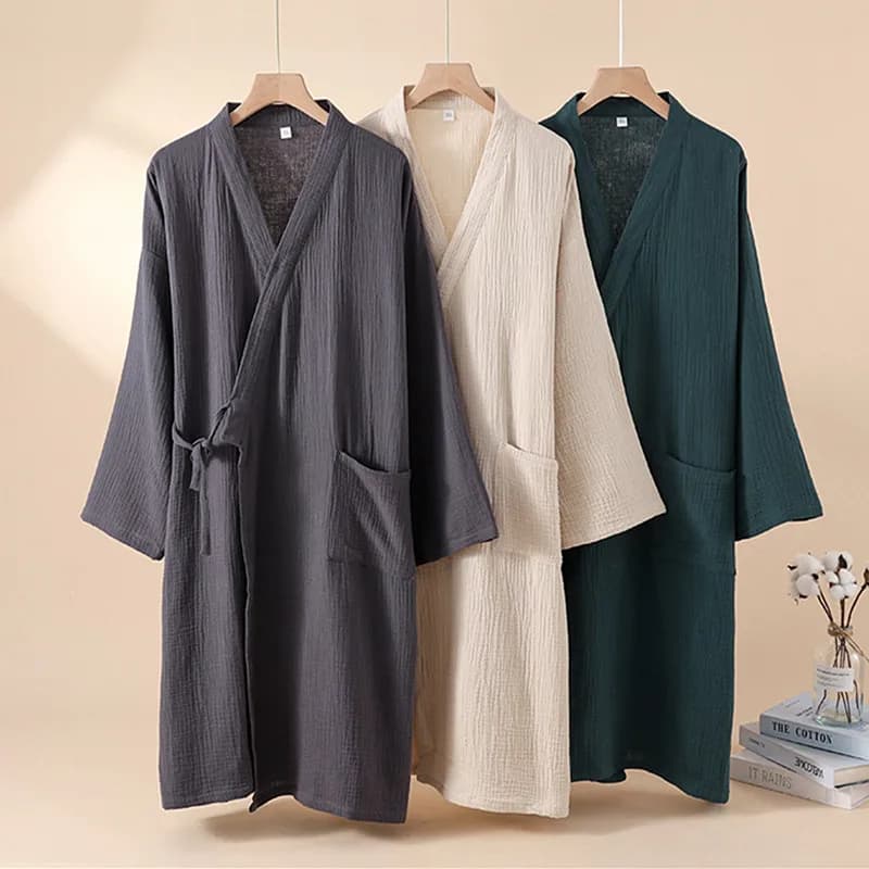 Abiti da doccia primavera autunno da donna 100% cotone Kimono jacquard double face Vestaglie da donna Comodo accappatoio invernale per la casa
