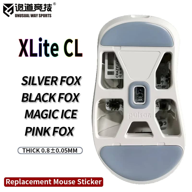 InsolitoWaySports Mouse Pattini Piedi Xlite CL Superficie ribaltabile PTFE Anti collasso Magic Ice Black Silver Fox