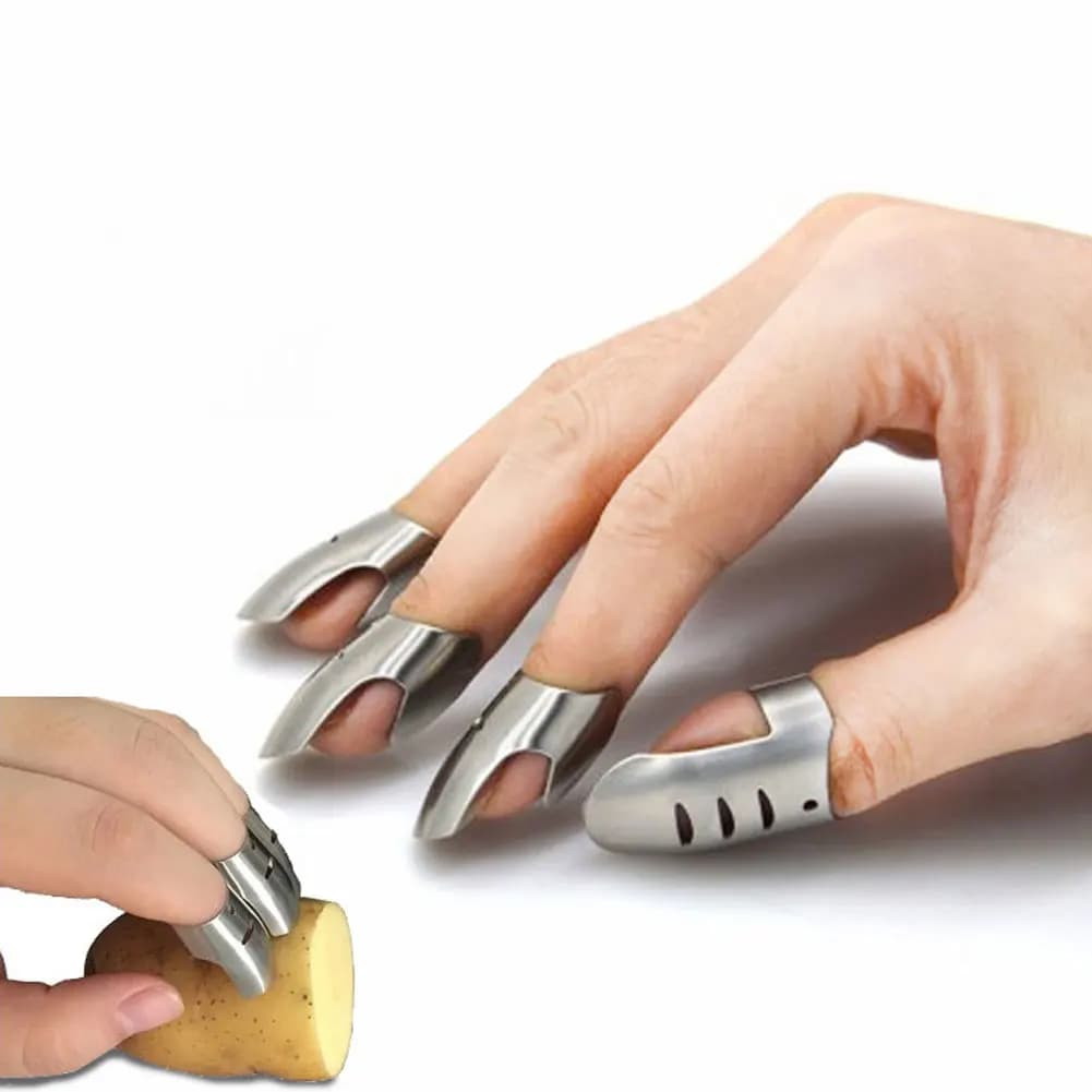 4 pz/set protezione per le dita scudo per il taglio delle verdure fetta sicura protezione per le dita in acciaio inossidabile protezione per il pollice gadget da cucina