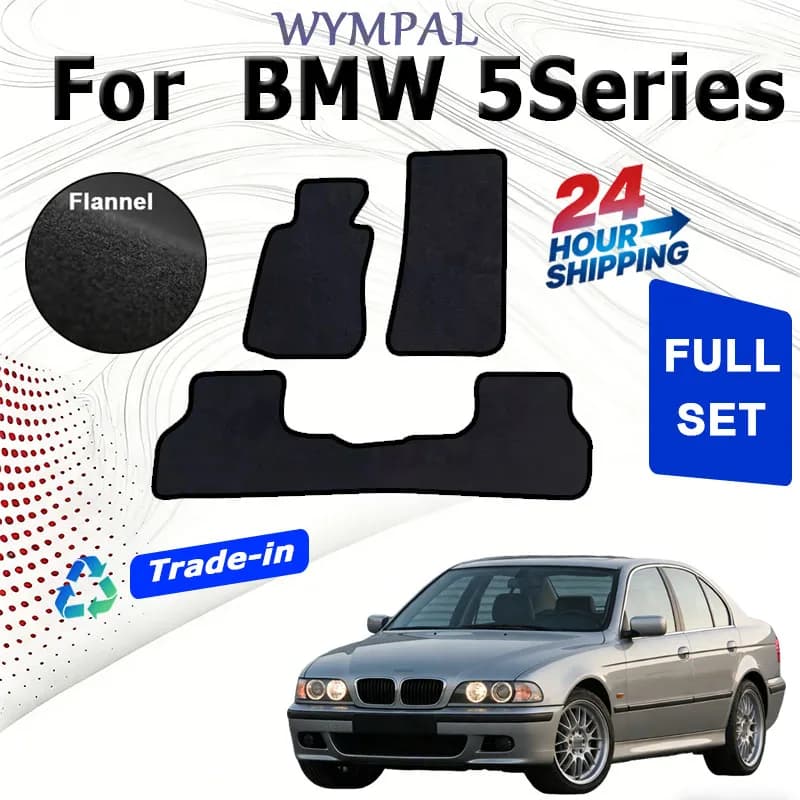 Set di tappeti in velluto ECOAUTO compatibili con BMW Serie 5 (E39) 1996-2005, antiscivolo, eleganti, inodore, ignifughi.
