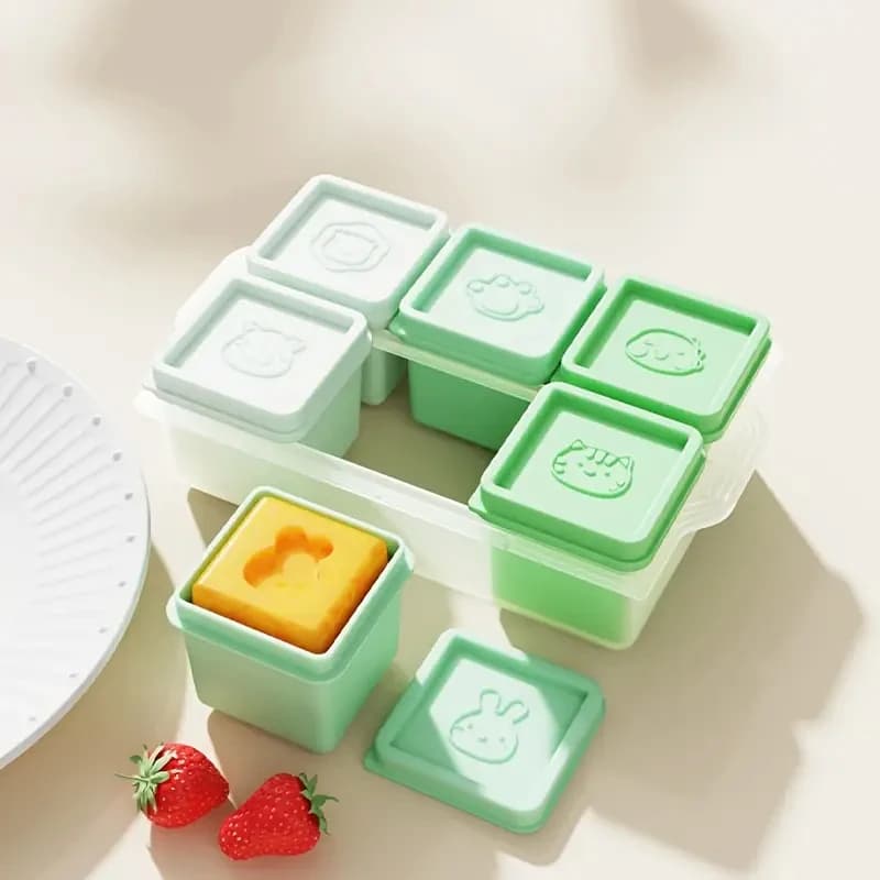 6 Griglie Contenitori per la conservazione degli alimenti in silicone Vassoi riutilizzabili per il congelamento degli alimenti con coperchi Snack lavabili in lavastoviglie Scatola di frutta per la preparazione dei pasti