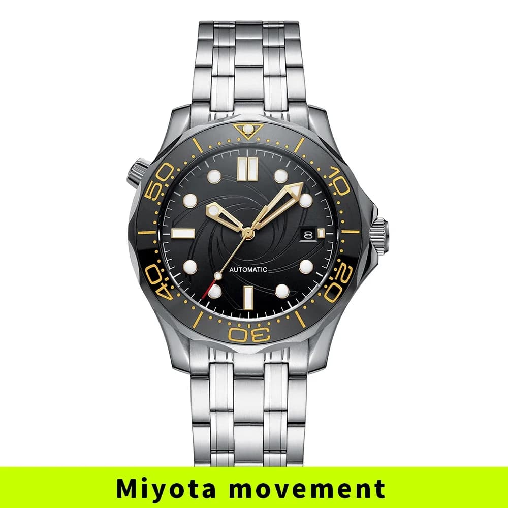 PHYLIDA 20Bar 200M Resistente all'acqua Quadrante nero Orologio automatico Miyota DIVER200M Stile Bond Edizione limitata Vetro zaffiro
