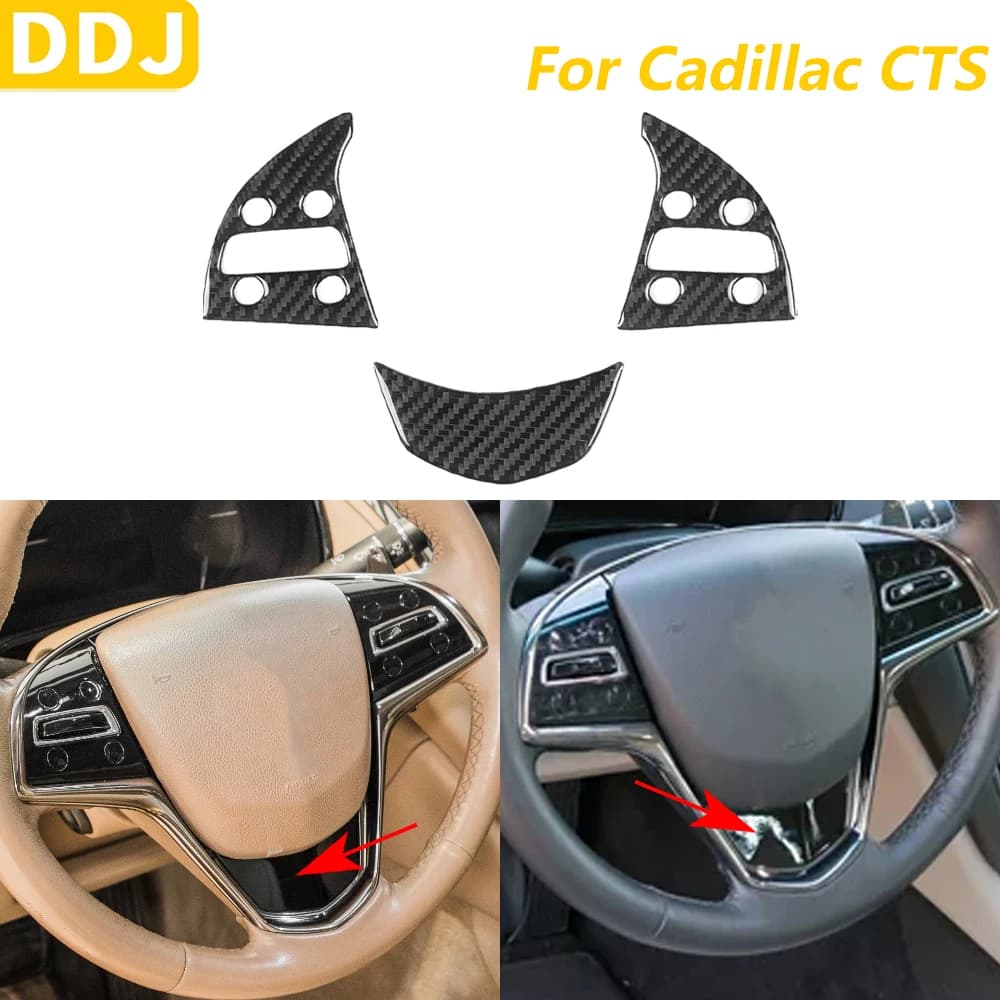 Per Cadillac CTS 2014-2019 Volante In Fibra di Carbonio Pulsante Mento Pannello Set Copertura Decorativa Accessori Auto Adesivo Interno
