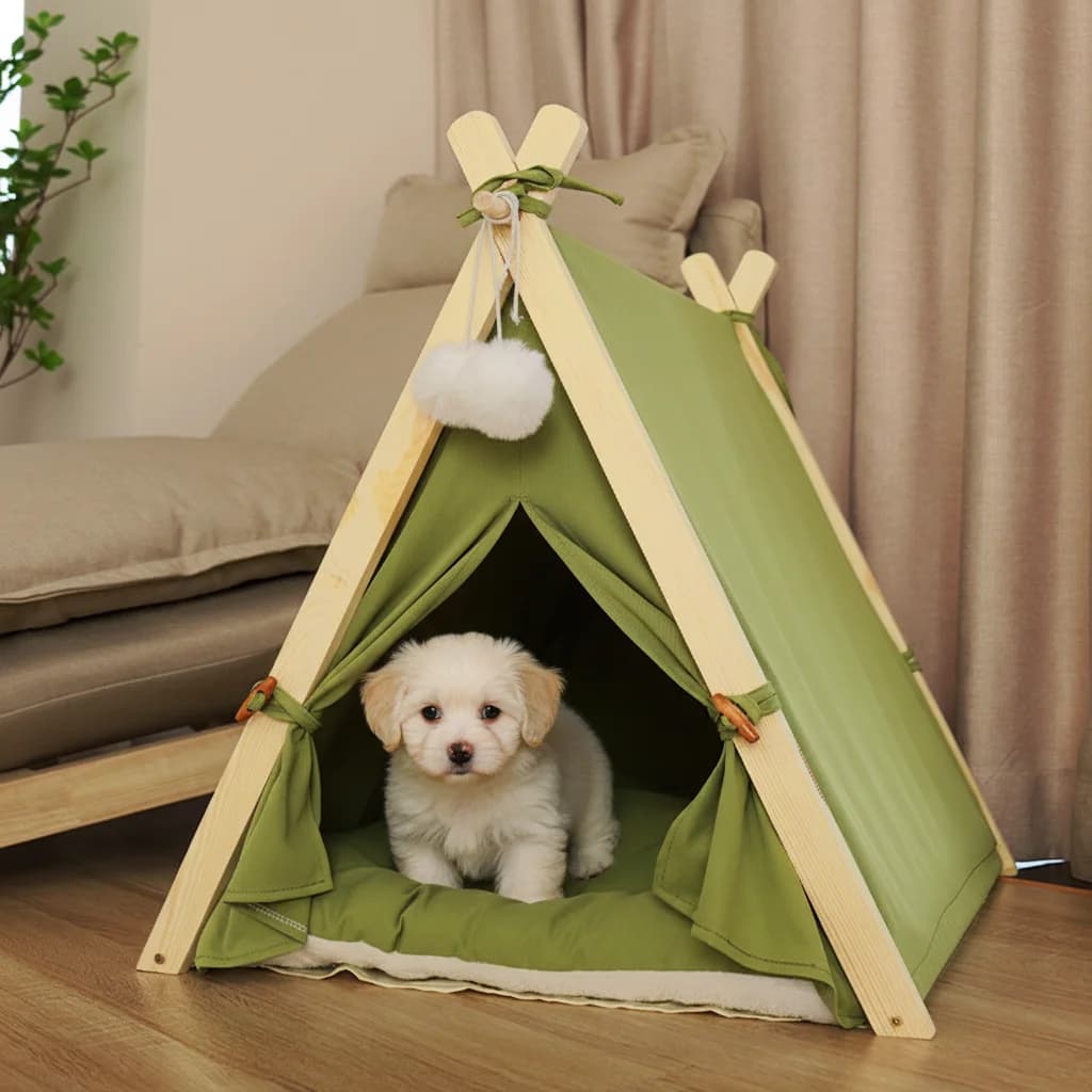 Cuccia a tenda triangolare rimovibile per cani e gatti, design chiuso, calda per tutte le stagioni