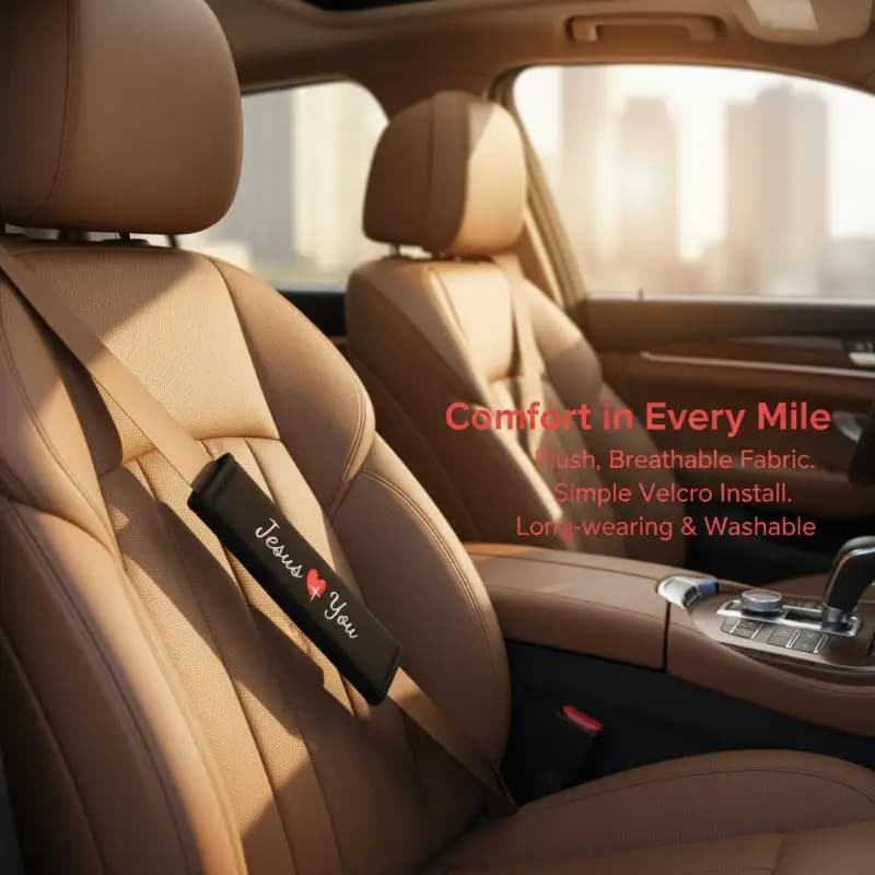 Embroidered Heart Design on Car Seat Belt Shoulder Pads for Comfortable Journeys