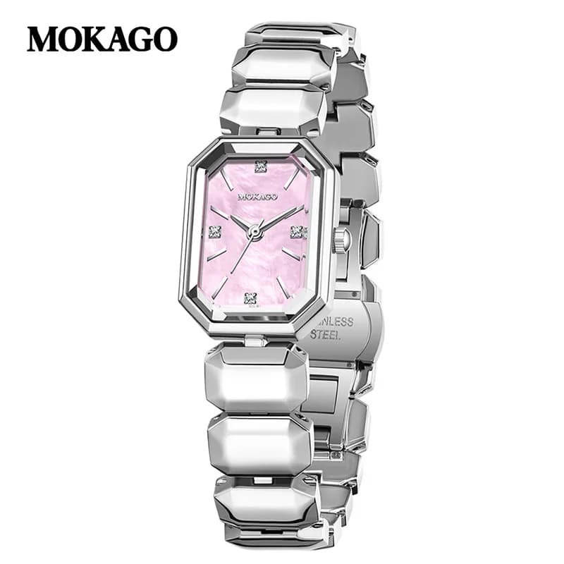 Women's Smooth Quartz Watch with Mother of Pearl Dial, Silver Alloy Strap, Elegant and Luxurious Style for Girls and Women