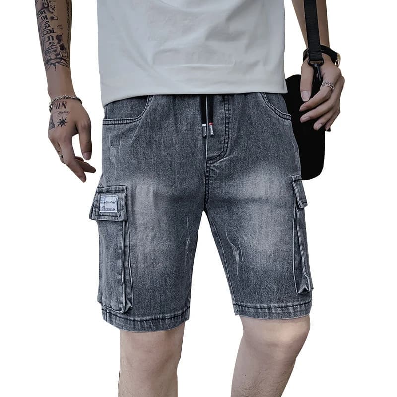 Pantaloncini Estivi in Denim Sottile da Uomo, Casual, a Cinque Tasche, Trendy Streetwear Hip Hop