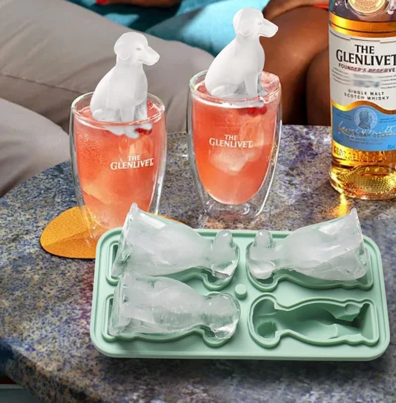 Stampo in silicone per reticolo di ghiaccio a forma di cane 3D Stampo per cubetti di ghiaccio per whisky Vassoio per cioccolato multifunzionale Stampo per palline di ghiaccio fai da te Scatola di ghiaccio per la casa