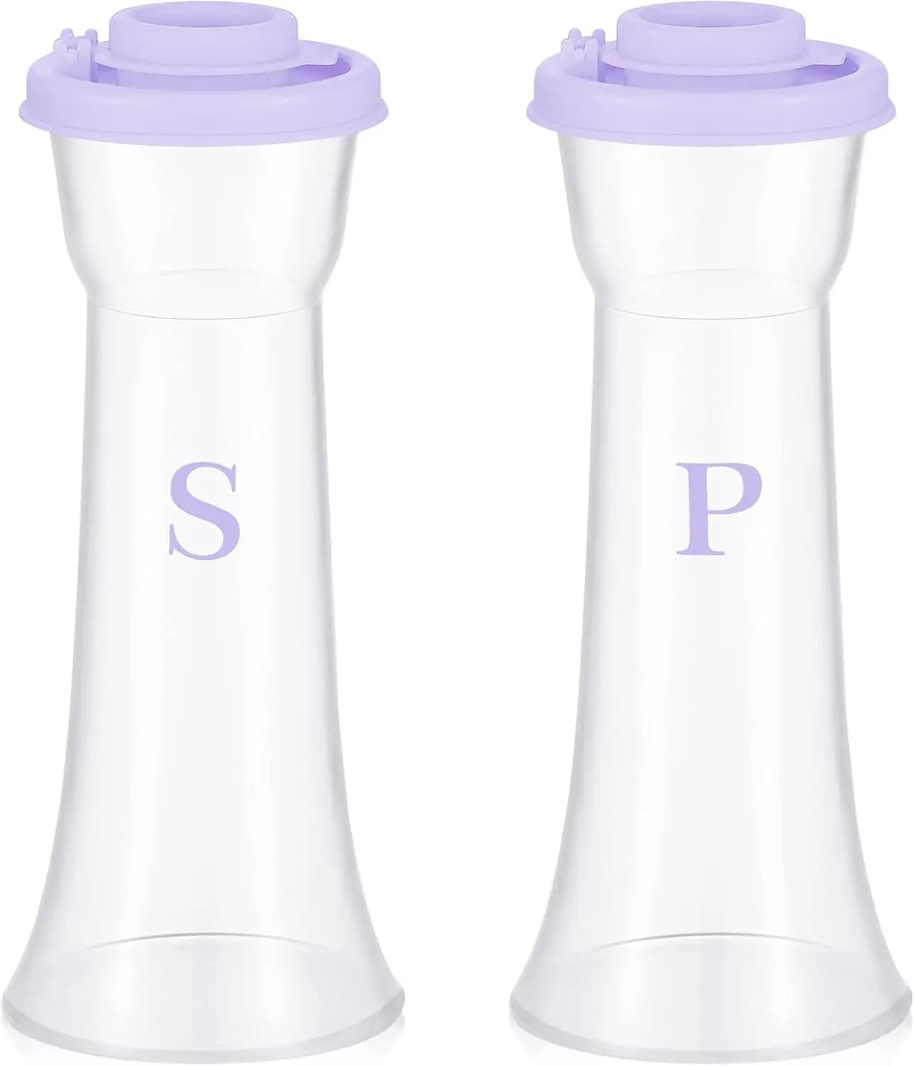 Set di 2 saliere e pepiere in plastica, grandi a forma di clessidra, per campeggio e picnic, set di spezie per cucina (Viola Classico)