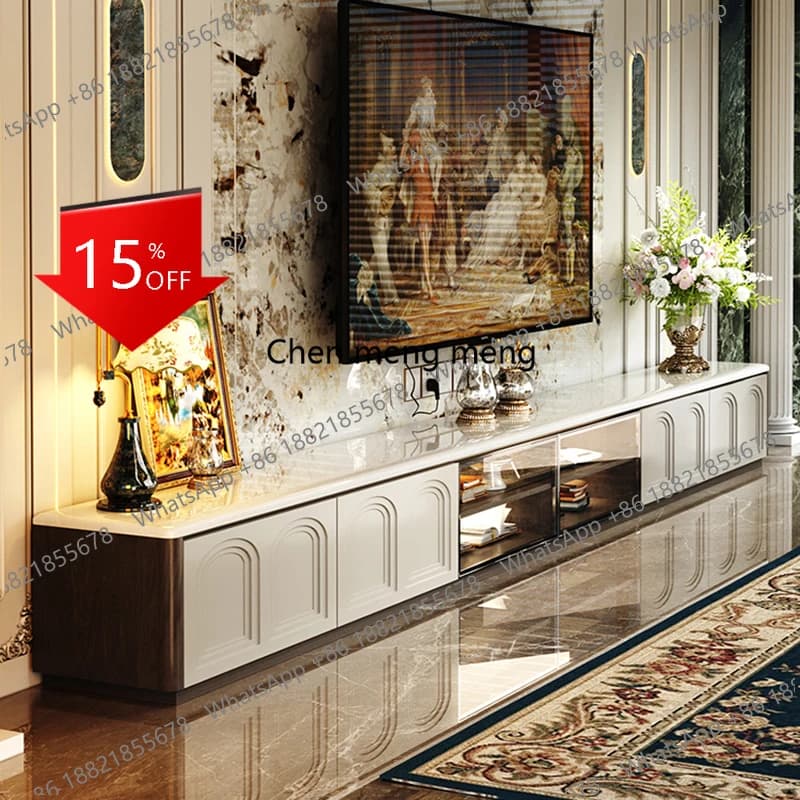 01A Mobile TV Moderno Bianco con Cassetti, Tavolo TV di Lusso per Monitor, Design Unico per Corridoio, Arredamento Estetico Universale per TV