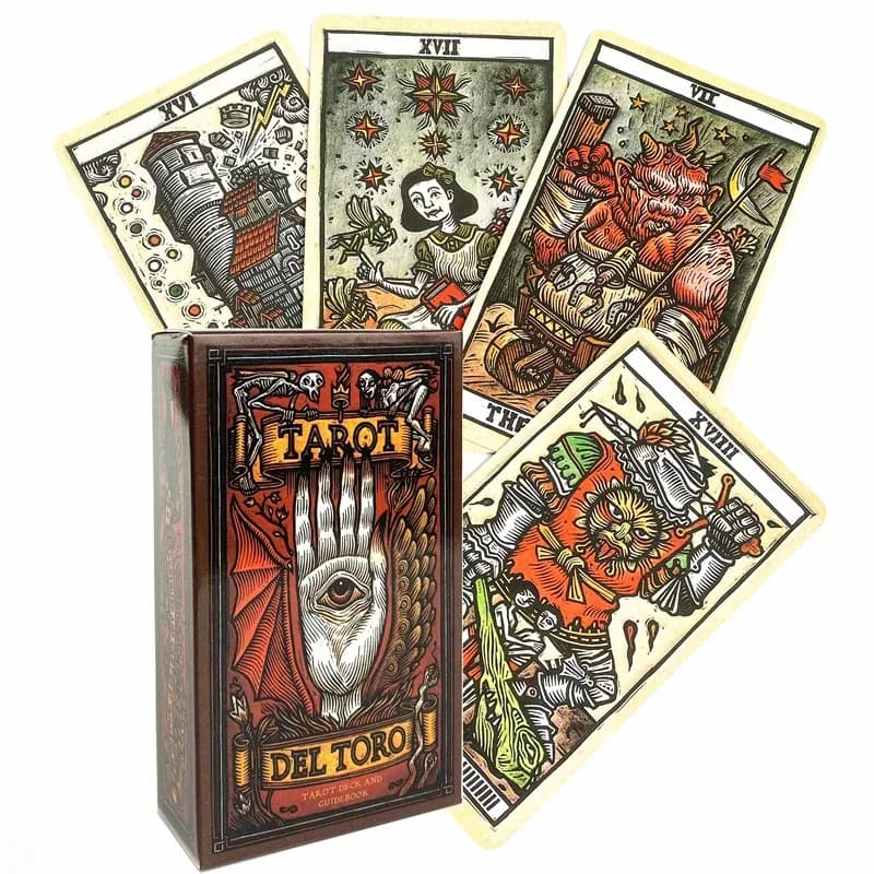Del Toro Mazzo di tarocchi Gioco da tavolo Intrattenimento Carta da gioco di divinazione creativa con guida PDF inglese completa per bambini adulti