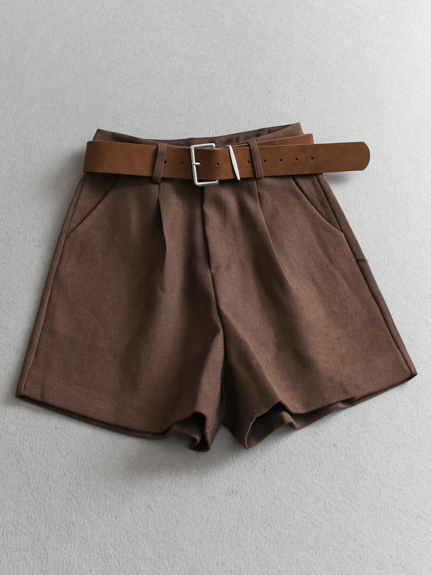 High Waist Straight Leg Pants Women's Casual Shorts Commute Fashion Loose Fit Outerwear Bootcut Trousers with Belt Q066