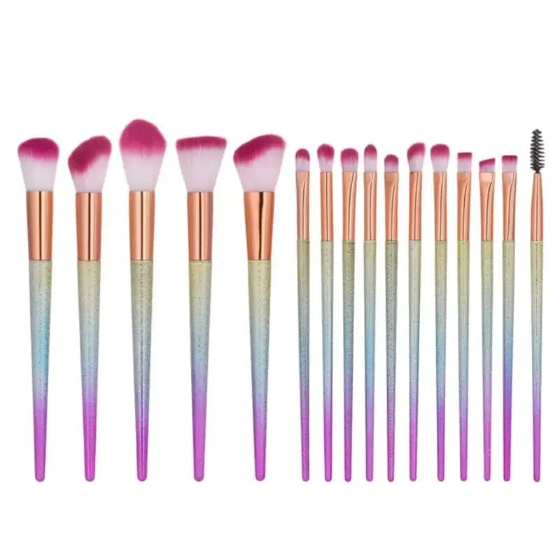16 pz/lotto manico in plastica pennelli per trucco per capelli sintetici fard in polvere pennelli per ombretto set di strumenti per miscelazione kit di strumenti per cosmetici